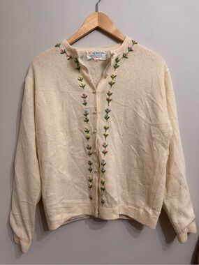 60's Jeanne Marcoux Rockabilly Cottagecore Romantic Angora Lamb Wool Cardigan